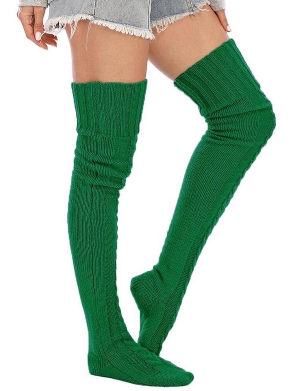 1980s Retro Revival Thigh High Boot Socks Rib Knit Footed Leg Warmers